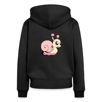 Escargot kawaii - Sweat à capuche zippé Premium bio Femme - noir - Dos - Julia (174cm)