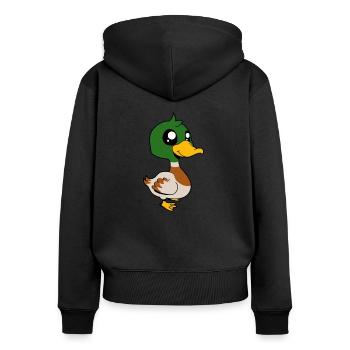 Canard Kawaii - Sweat à capuche zippé Premium bio Femme - noir - Dos - Julia (174cm)