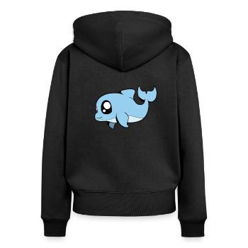 Marsouin kawaii - Sweat à capuche zippé Premium bio Femme - noir - Dos - Julia (174cm)