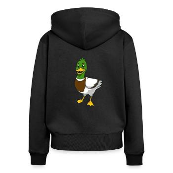 Canard colvert kawaii - Sweat à capuche zippé Premium bio Femme - noir - Dos - Julia (174cm)