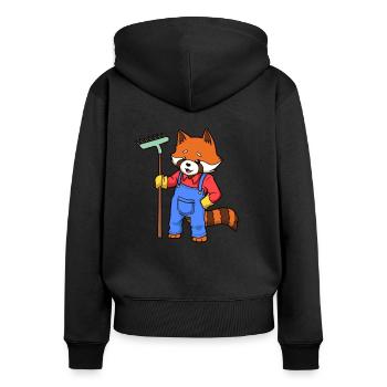 Gerne im Garten -Gärtner Roter Panda - Frauen Premium Bio Zip Hoodie - Schwarz - Hinten - Julia (174cm)