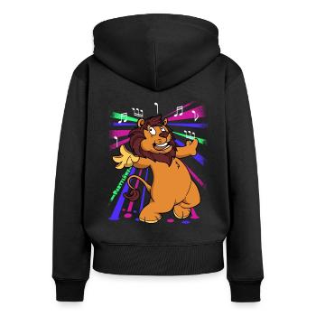 Partylöwe - Frauen Premium Bio Zip Hoodie - Schwarz - Hinten - Julia (174cm)