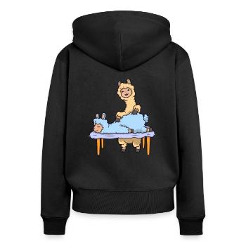 Lama massiert - Physiotherapie - Frauen Premium Bio Zip Hoodie - Schwarz - Hinten - Julia (174cm)