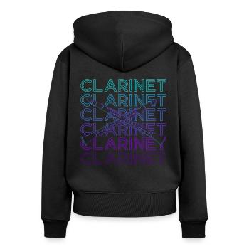 Clarinet Clarinet Clarinet Retro Gift - Women's Premium Organic Zip Hoodie - black - Back - Julia (174cm)