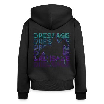 Dressage Rétro Cadeau - Sweat à capuche zippé Premium bio Femme - noir - Dos - Julia (174cm)