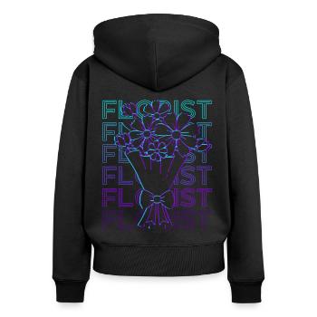 Florist Floristik Retro Geschenk - Frauen Premium Bio Zip Hoodie - Schwarz - Hinten - Julia (174cm)