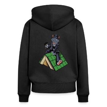 Comic Wolf en tant que couvreur - Sweat à capuche zippé Premium bio Femme - noir - Dos - Julia (174cm)