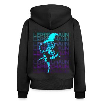 Kobold Retro - Frauen Premium Bio Zip Hoodie - Schwarz - Hinten - Julia (174cm)