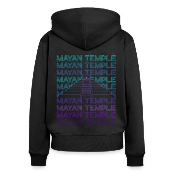 Pyramide Maya Temple Maya Ancien Maya Rétro - Sweat à capuche zippé Premium bio Femme - noir - Dos - Julia (174cm)