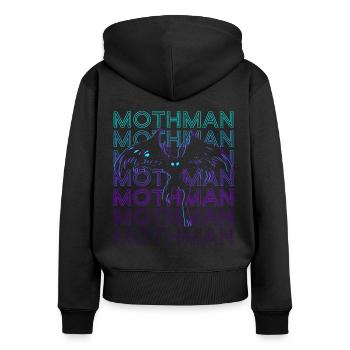 Mothman Krypto Kryptozoologie Retro - Frauen Premium Bio Zip Hoodie - Schwarz - Hinten - Julia (174cm)