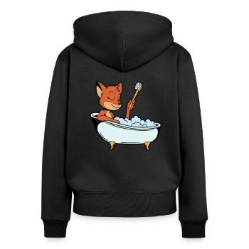 Fox prend un bain dans la baignoire - Sweat à capuche zippé Premium bio Femme - noir - Dos - Julia (174cm)