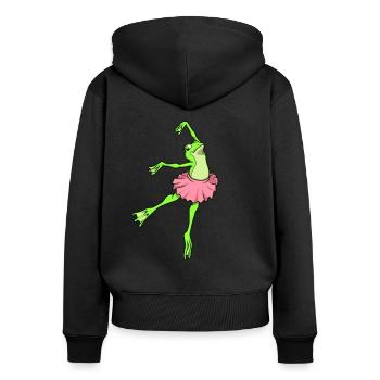 Comic Frog Dances Ballet - Ballerine - Sweat à capuche zippé Premium bio Femme - noir - Dos - Julia (174cm)
