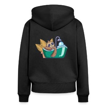 Faultier nimmt Bad in der Badewanne - Frauen Premium Bio Zip Hoodie - Schwarz - Hinten - Julia (174cm)