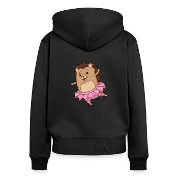 Comic Hedgehog Dances Ballet - Ballerine - Sweat à capuche zippé Premium bio Femme - noir - Dos - Julia (174cm)