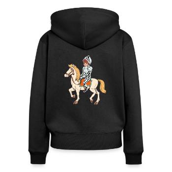 Junge in Rüstung reitet auf Pferd - Ritter - Frauen Premium Bio Zip Hoodie - Schwarz - Hinten - Julia (174cm)