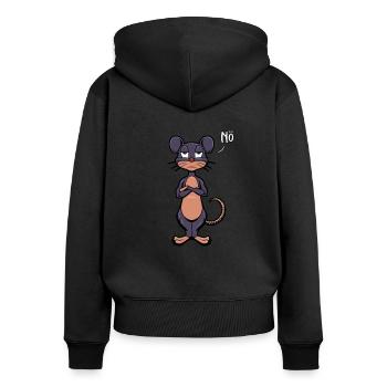 Souris Naysayer - Sweat à capuche zippé Premium bio Femme - noir - Dos - Julia (174cm)