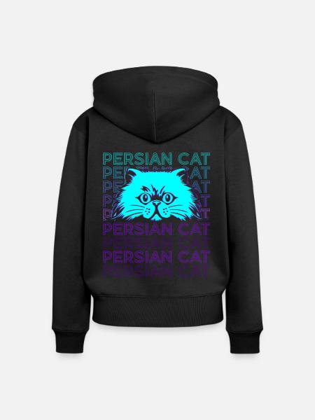 Perserkatze Retro - Frauen Premium Bio Zip Hoodie - Schwarz