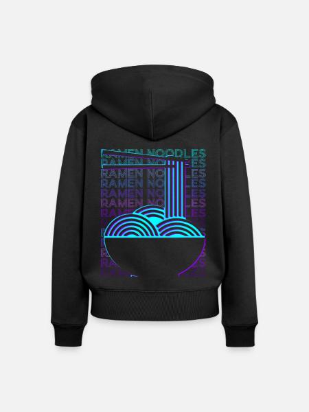 Ramen-Nudeln Retro - Frauen Premium Bio Zip Hoodie - Schwarz