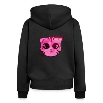 Mignon chat Kawaii - Sweat à capuche zippé Premium bio Femme - noir - Dos - Julia (174cm)