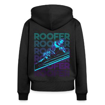 Dachdecker Dachkonstruktion Retro - Frauen Premium Bio Zip Hoodie - Schwarz - Hinten - Julia (174cm)