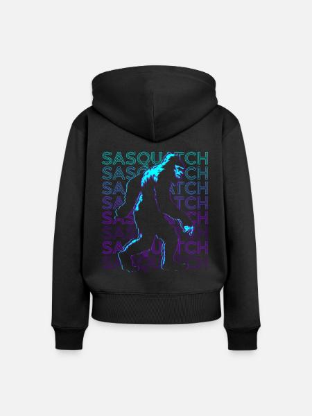 Sasquatch Bigfoot Retro - Frauen Premium Bio Zip Hoodie - Schwarz