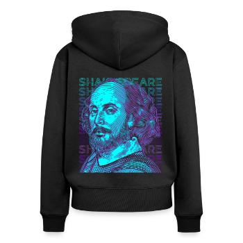 Shakespeare Retro - Frauen Premium Bio Zip Hoodie - Schwarz - Hinten - Julia (174cm)