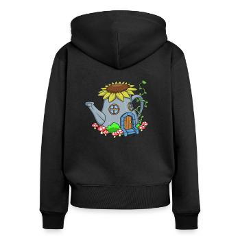 Maison de fée dans l’arrosoir - Fairyhouse - Sweat à capuche zippé Premium bio Femme - noir - Dos - Julia (174cm)