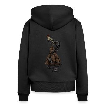 Zeichnung eines Onagadori - Frauen Premium Bio Zip Hoodie - Schwarz - Hinten - Julia (174cm)