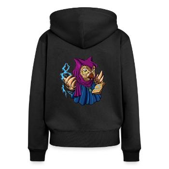 Wizard and magician - magical owl - Women's Premium Organic Zip Hoodie - black - Back - Julia (174cm)