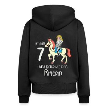 Geburtstagsshirt Ritterin - 7 Geburtstag Mädchen - Frauen Premium Bio Zip Hoodie - Schwarz - Hinten - Julia (174cm)
