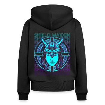 Schildmaid Schildmaid Wikinger Nordische Mythologi - Frauen Premium Bio Zip Hoodie - Schwarz - Hinten - Julia (174cm)