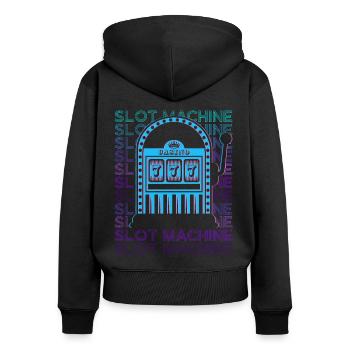 Spielautomat Casino Retro - Frauen Premium Bio Zip Hoodie - Schwarz - Hinten - Julia (174cm)