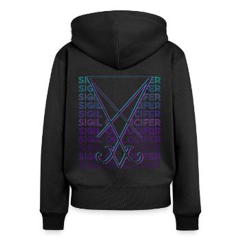 Seal of Lucifer Pentagram Occult Magic - Women's Premium Organic Zip Hoodie - black - Back - Julia (174cm)