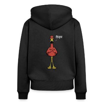 Flamingo Naysayer - Nope - Sweat à capuche zippé Premium bio Femme - noir - Dos - Julia (174cm)