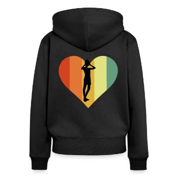 Retro Sauna Heart Design - Frauen Premium Bio Zip Hoodie - Schwarz - Hinten - Julia (174cm)