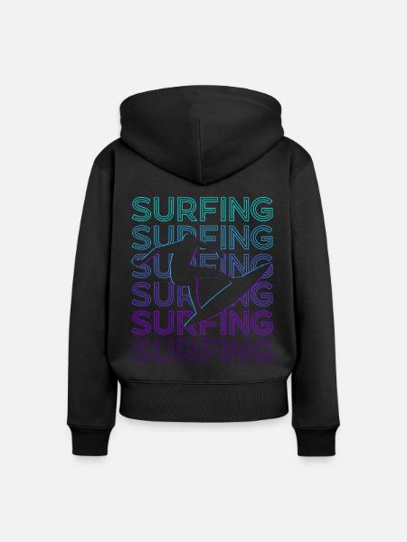 Surfen Surfer Surf Retro - Frauen Premium Bio Zip Hoodie - Schwarz