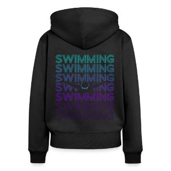 Schwimmen Schwimmer Schwimmen Retro - Frauen Premium Bio Zip Hoodie - Schwarz - Hinten - Julia (174cm)