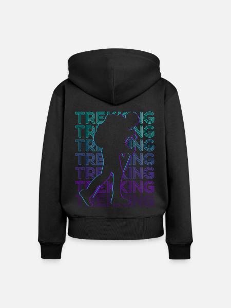 Trekking Trekker Trek Retro - Frauen Premium Bio Zip Hoodie - Schwarz