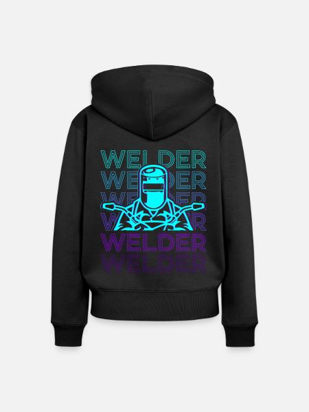 Schweißer Schweißen Schweißen Retro - Frauen Premium Bio Zip Hoodie - Schwarz