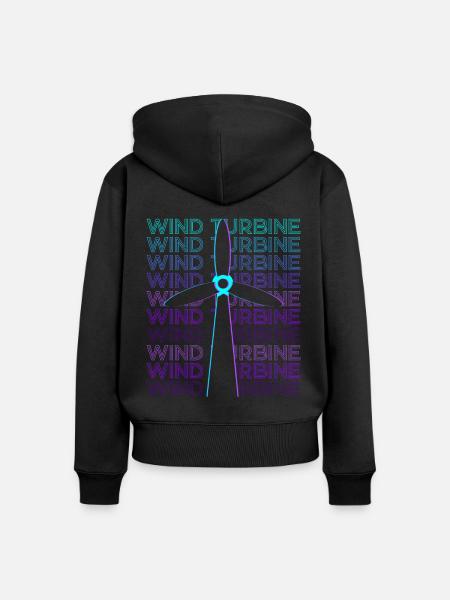 Windturbine Retro - Frauen Premium Bio Zip Hoodie - Schwarz