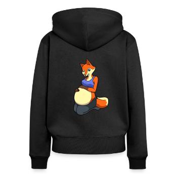 Renard avec ventre de bébé - Enceinte - Sweat à capuche zippé Premium bio Femme - noir - Dos - Julia (174cm)