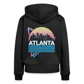 Atlanta City Skyline Cityscape Rétro - Sweat à capuche zippé Premium bio Femme - noir - Dos - Julia (174cm)