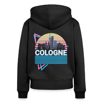 Cologne City Skyline Cityscape Rétro - Sweat à capuche zippé Premium bio Femme - noir - Dos - Julia (174cm)