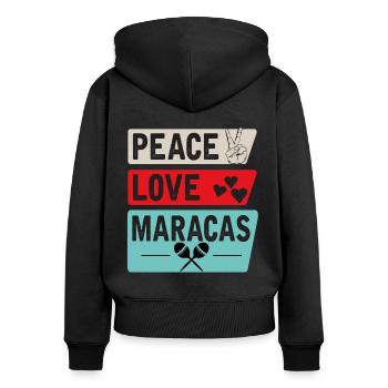 Peace Love Maracas Music Instrument - Frauen Premium Bio Zip Hoodie - Schwarz - Hinten - Julia (174cm)