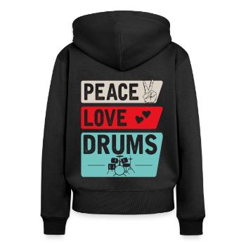 Peace Love Drums Music Instrument - Frauen Premium Bio Zip Hoodie - Schwarz - Hinten - Julia (174cm)