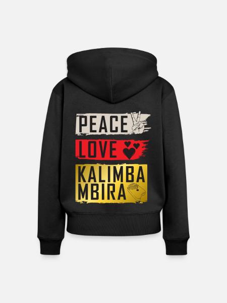 Peace Love Kalimba Mbira - Frauen Premium Bio Zip Hoodie - Schwarz