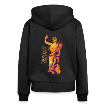 Gott des Weins - Dionysos - Frauen Premium Bio Zip Hoodie - Schwarz - Hinten - Julia (174cm)