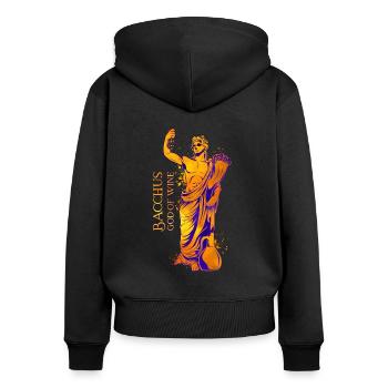 Gott des Weins - Bacchus - Frauen Premium Bio Zip Hoodie - Schwarz - Hinten - Julia (174cm)