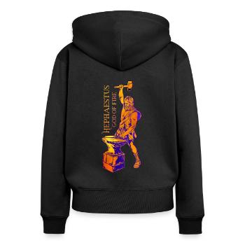 Dieu du Feu - Héphaïstos - Sweat à capuche zippé Premium bio Femme - noir - Dos - Julia (174cm)