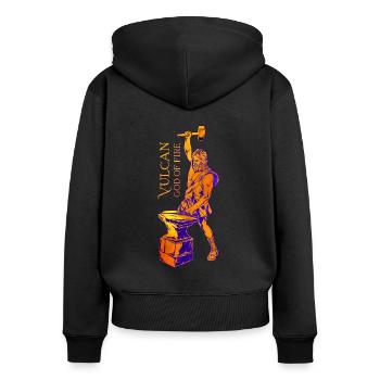 Dieu du Feu - Vulcanus - Sweat à capuche zippé Premium bio Femme - noir - Dos - Julia (174cm)